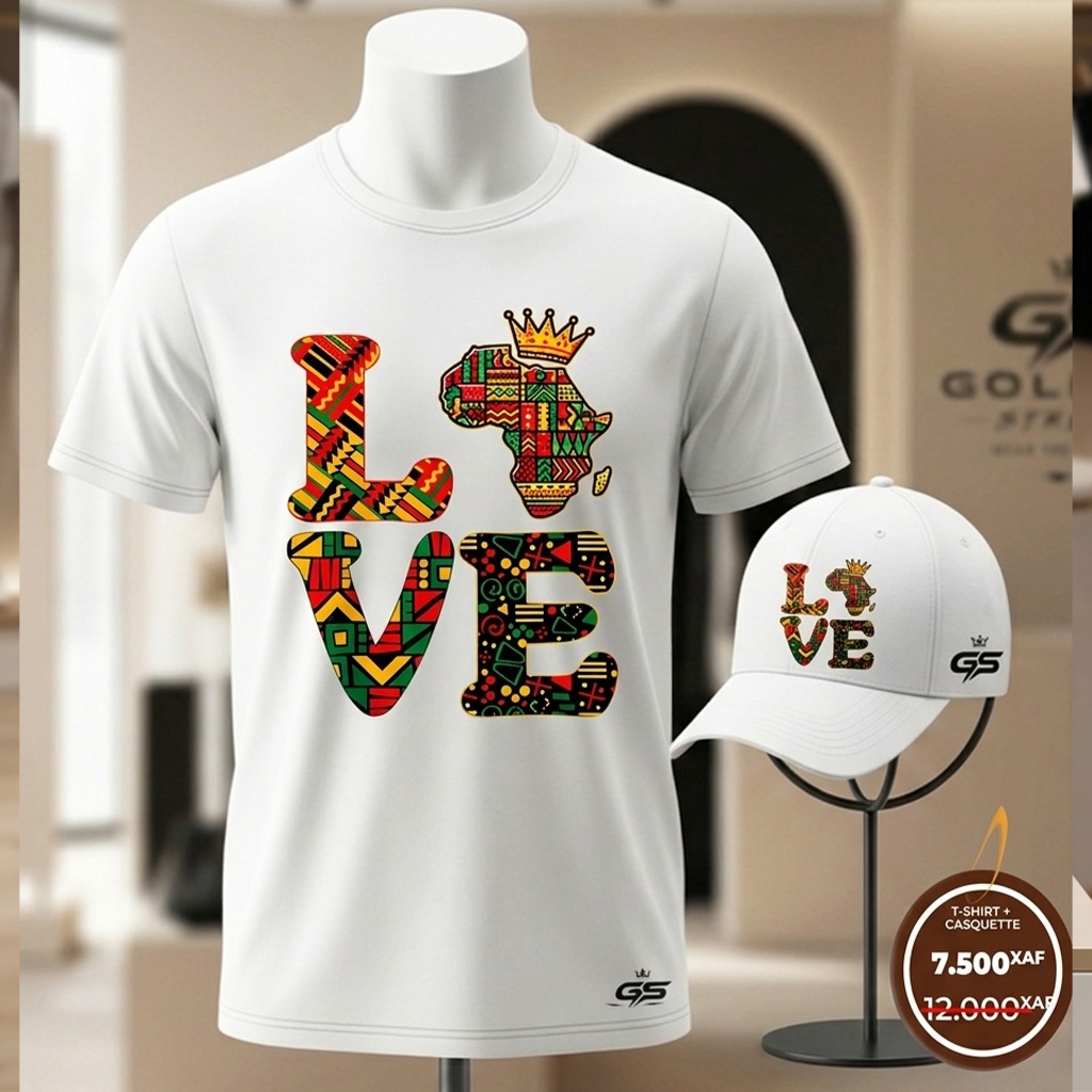 Tshirt et Casquette Love Africa Blanc