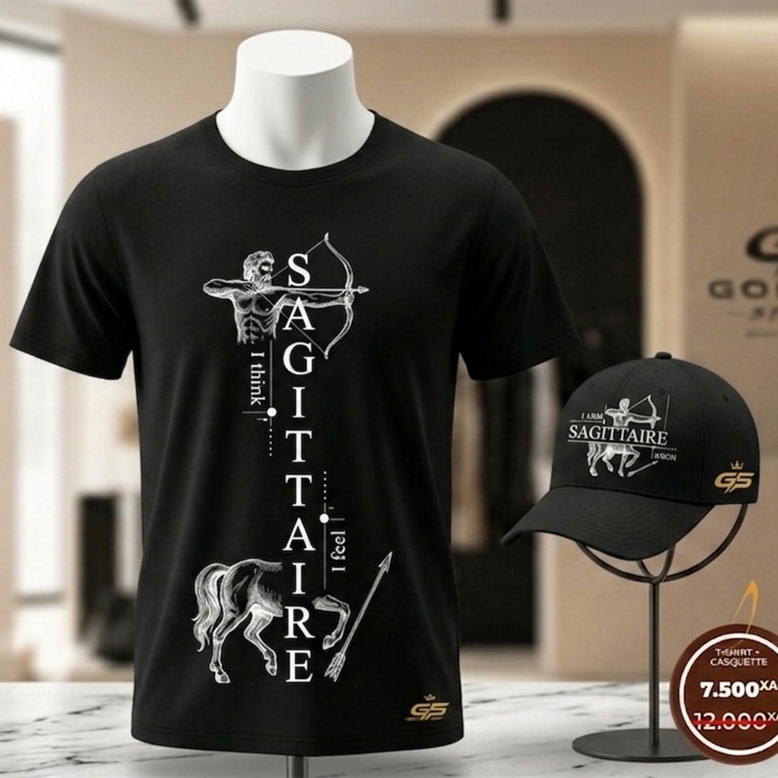 Tshirt et Casquette Sagitaire Noir